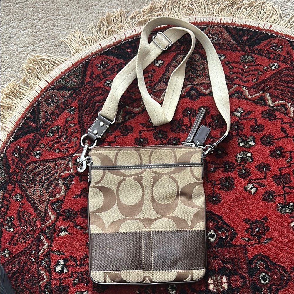 Coach Tan and Brown Crossbody Bag